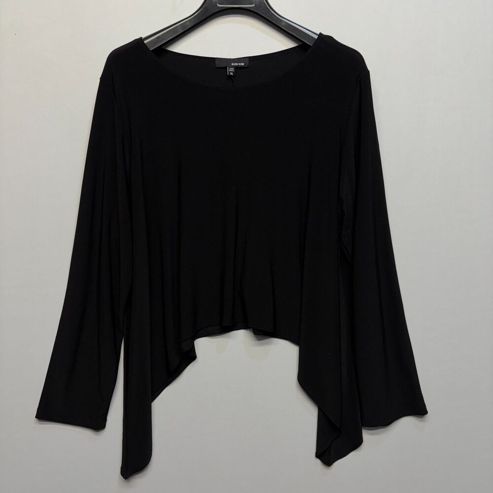 Sun Kim Women Long Sleeve Asymmetrical Blouse Top Shirt Size XL X-Large D112 -10
